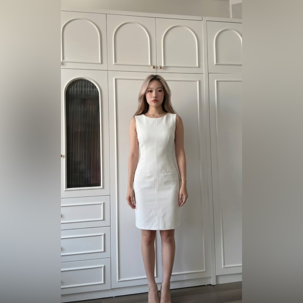 White Business Sleeveless Dress